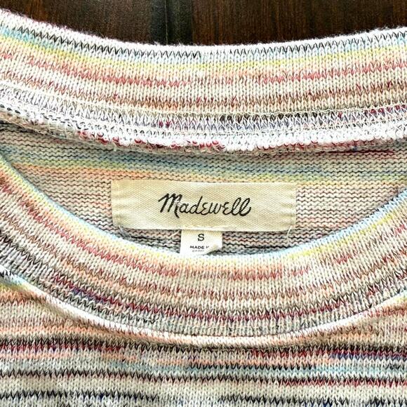 Madewell Space Dye Stripe Bubble Puff Sleeve Cropped Knit Sweater Women's Small - Picture 4 of 10